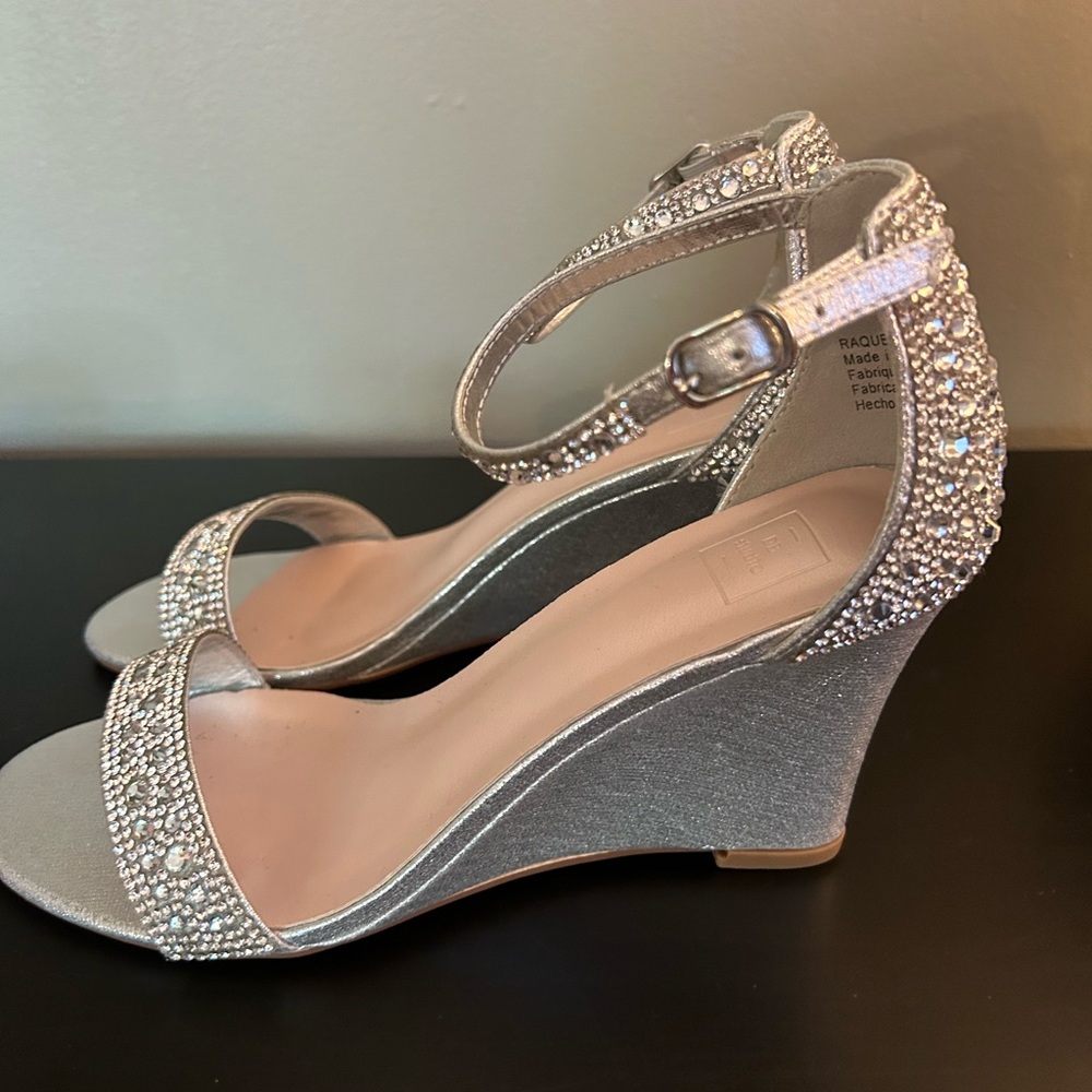 Silver wedges for wedding or black tie event. Never worn. Still in box.